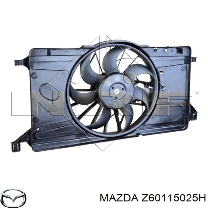 Z60115025H Mazda difusor de radiador, ventilador de refrigeración, condensador del aire acondicionado, completo con motor y rodete