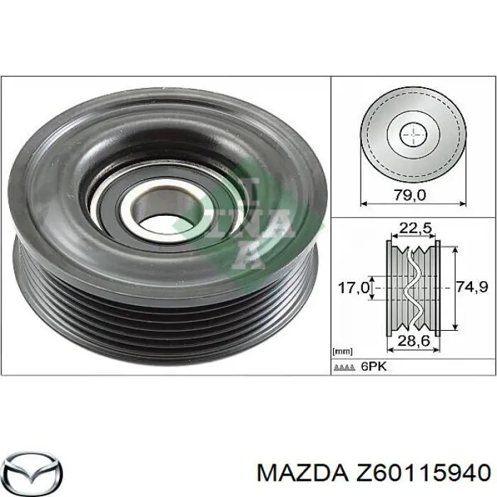 Polea inversión/guía, correa auxiliar servicios Mazda Z60115940 precio, desde 27,95 EUR