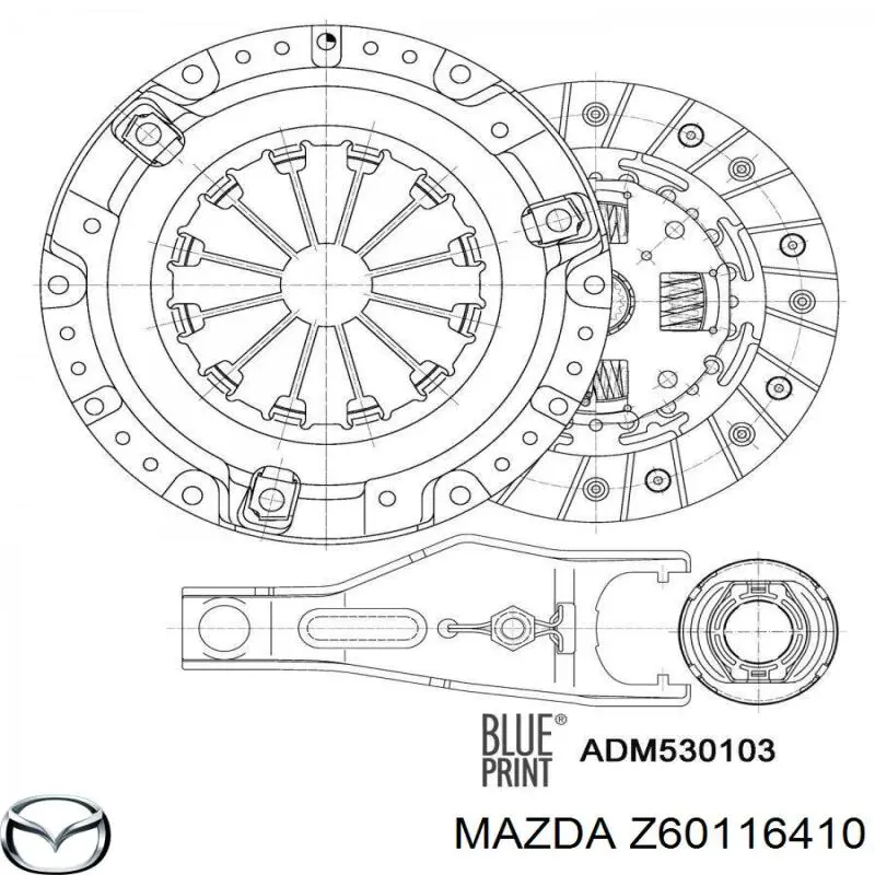 Z60116410 Mazda plato de presión del embrague