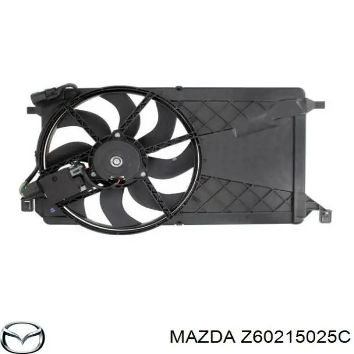 Z60215025C Mazda difusor de radiador, ventilador de refrigeración, condensador del aire acondicionado, completo con motor y rodete