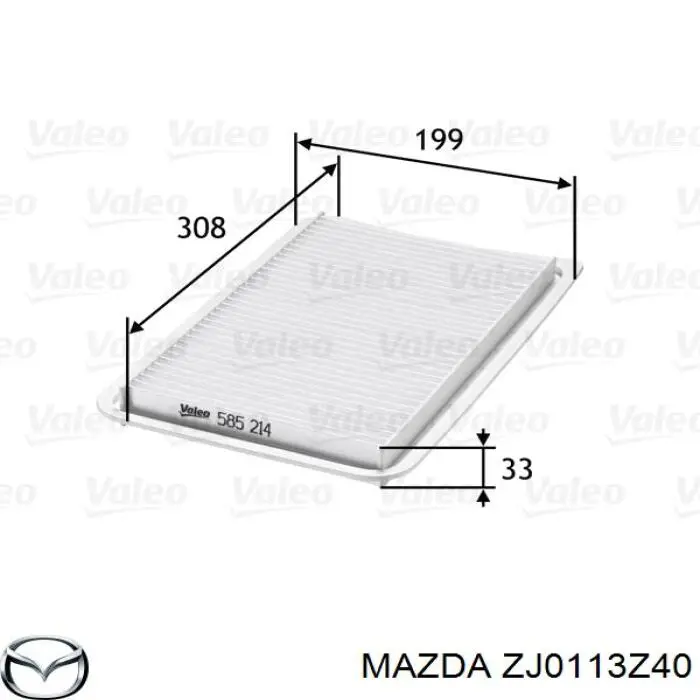 Filtro de aire ZJ0113Z40 Mazda