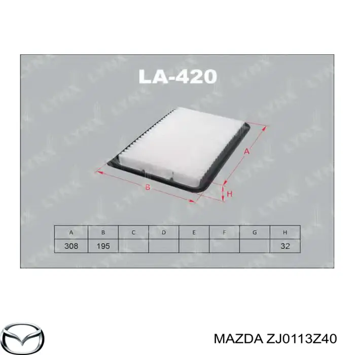 ZJ0113Z40 Mazda Filtro de aire de motor