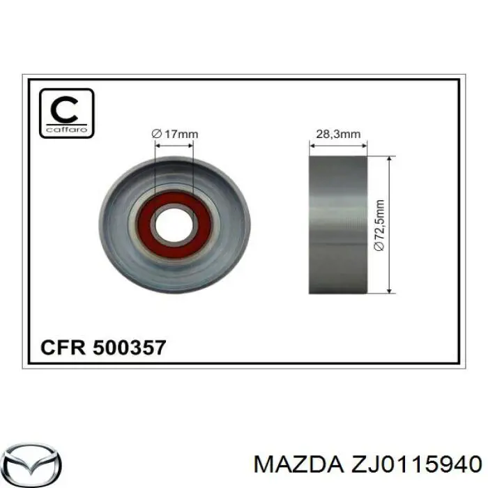 ZJ0115940 Mazda polea inversión / guía, correa poli v