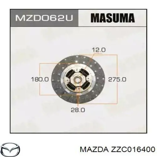 Disco de embrague Mazda ZZC016400 precio, desde 91,79 EUR