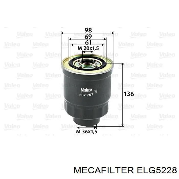 ELG5228 Mecafilter filtro combustible