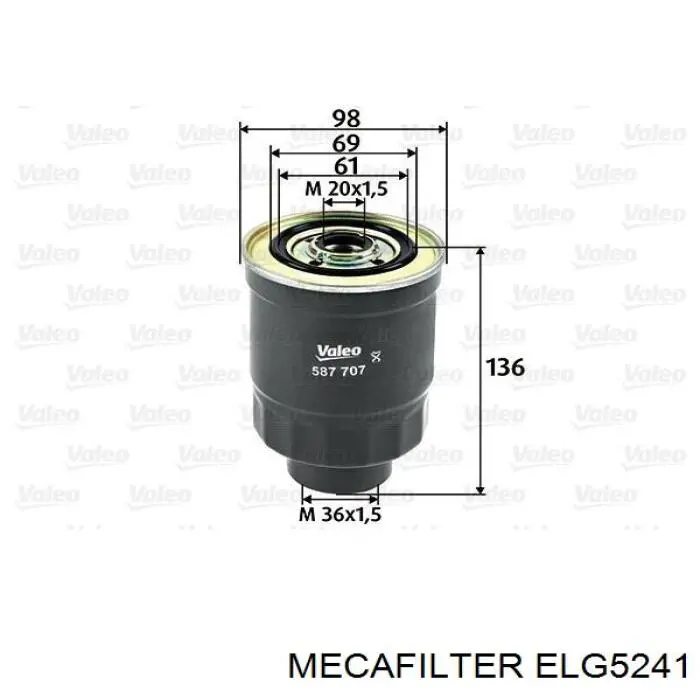 ELG5241 Mecafilter filtro de combustible