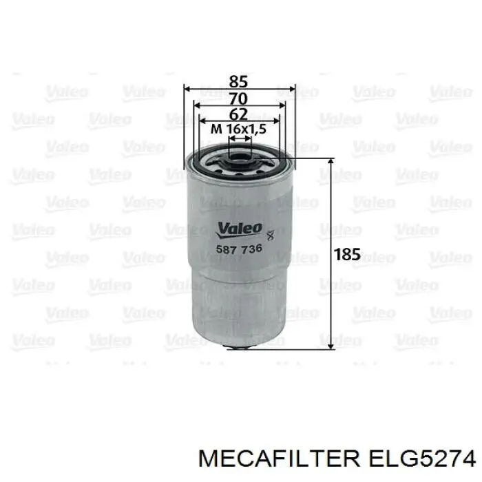 ELG5274 Mecafilter filtro combustible