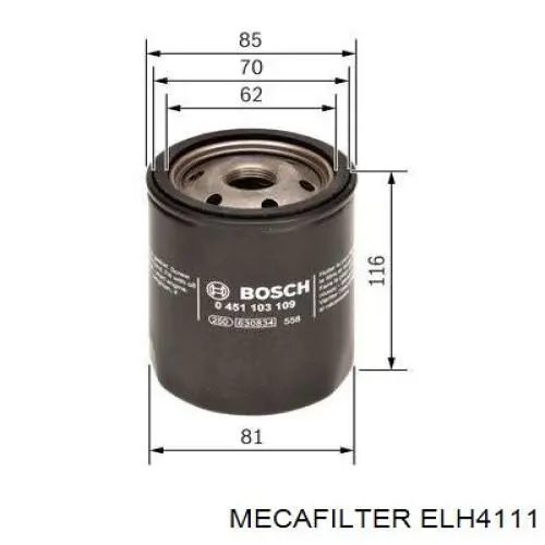 ELH4111 Mecafilter filtro de aceite