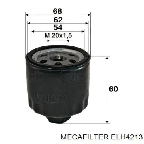 ELH4213 Mecafilter filtro de aceite