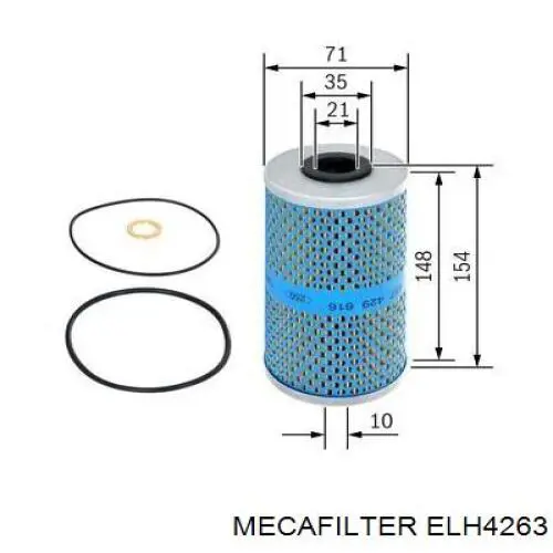 ELH4263 Mecafilter filtro de aceite