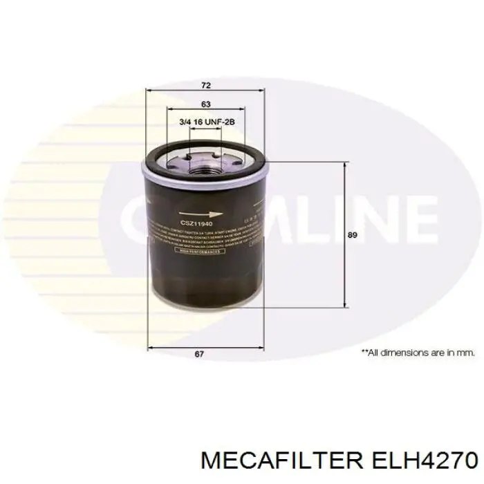 ELH4270 Mecafilter filtro de aceite