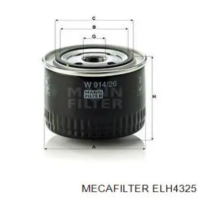 ELH4325 Mecafilter filtro de aceite