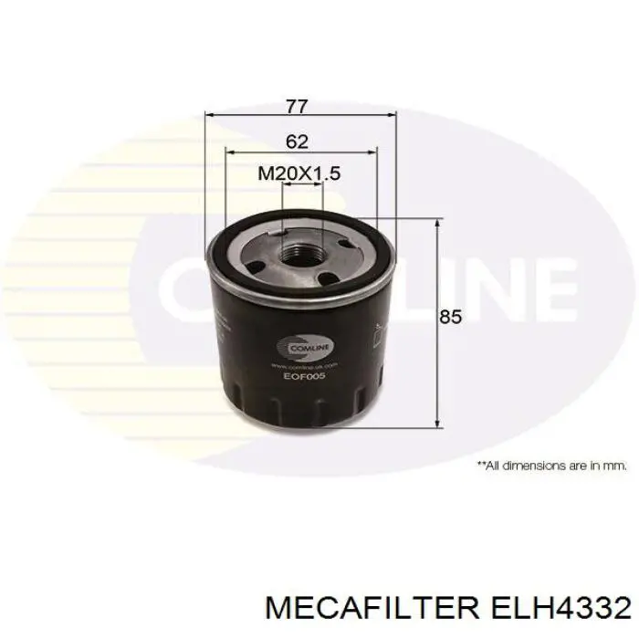 Comprar ELH4332 Mecafilter Filtros de aceite