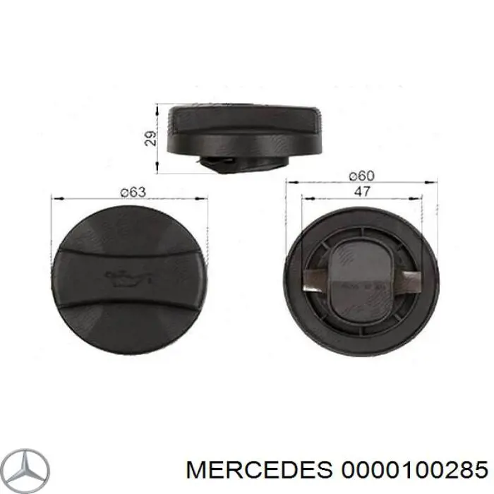 Tapa de aceite de motor 0000100285 Mercedes