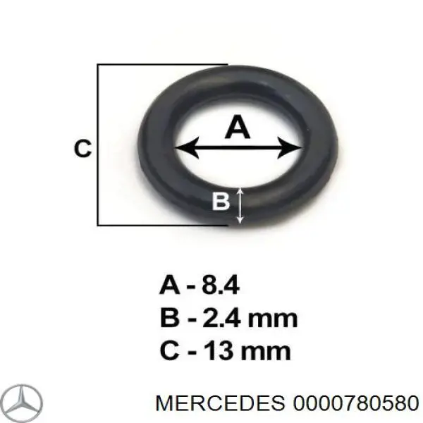 Anillo de sellado del conector de retorno del inyector Mercedes 0000780580 precio, desde 1,33 EUR