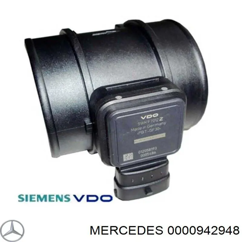 0000942948 Mercedes sensor de flujo de aire/medidor de flujo (flujo de aire masibo)