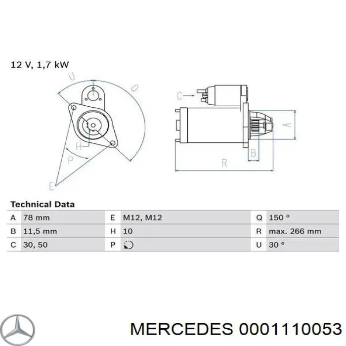 0001110113 Mercedes motor de arranque