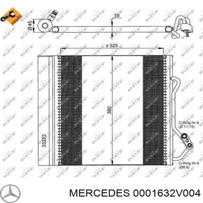 0001632V004 Mercedes condensador aire acondicionado