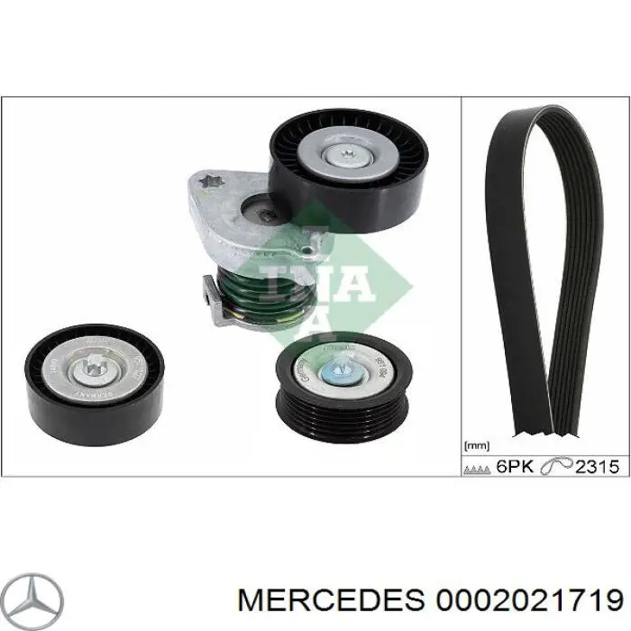 0002021719 Mercedes polea inversión / guía, correa poli v