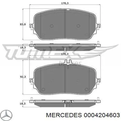 0004204603 Mercedes pastillas de freno delanteras