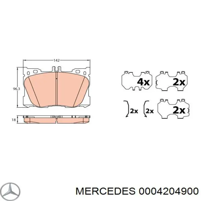 0004204900 Mercedes pastillas de freno delanteras