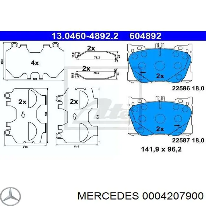 0004207900 Mercedes pastillas de freno delanteras