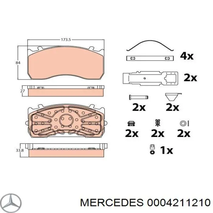 0004211210 Mercedes pastillas de freno delanteras