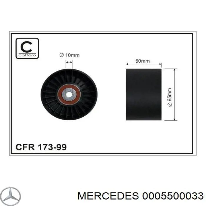 0005500033 Mercedes rodillo, correa trapecial poli v