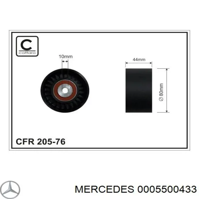 0005500433 Mercedes rodillo, correa trapecial poli v