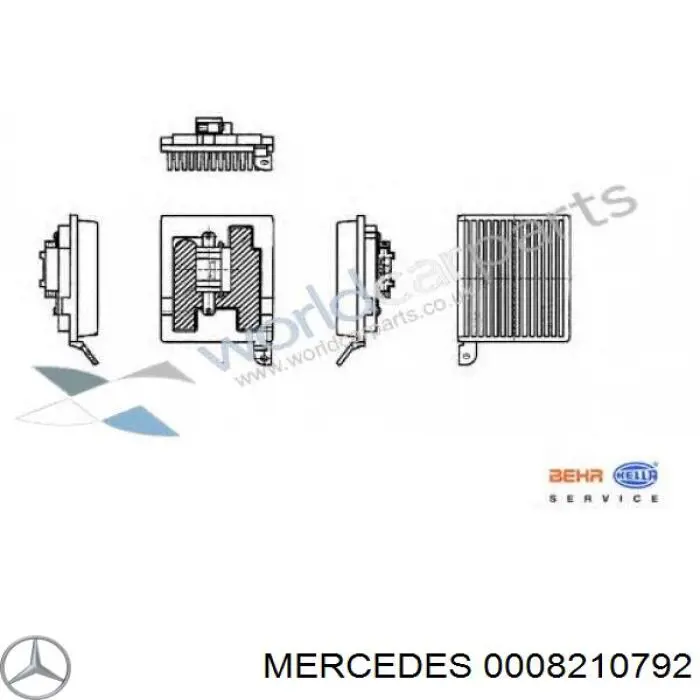 000 821 07 92 Mercedes resitencia, ventilador habitáculo trasera