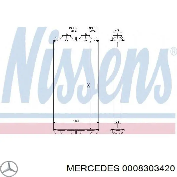 0008303420 Mercedes Radiador interior
