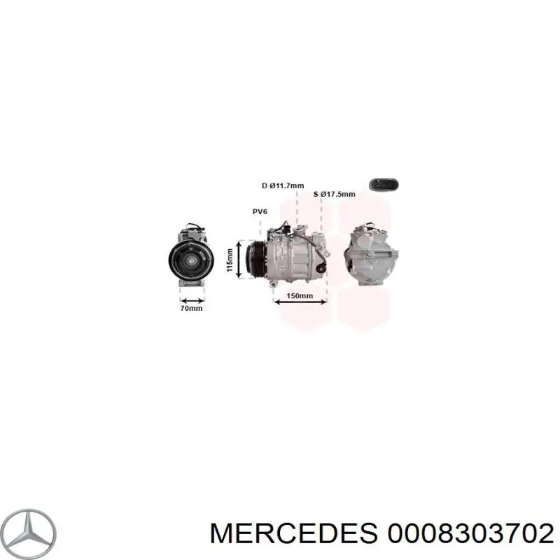 0008303702 Mercedes compresor de aire acondicionado