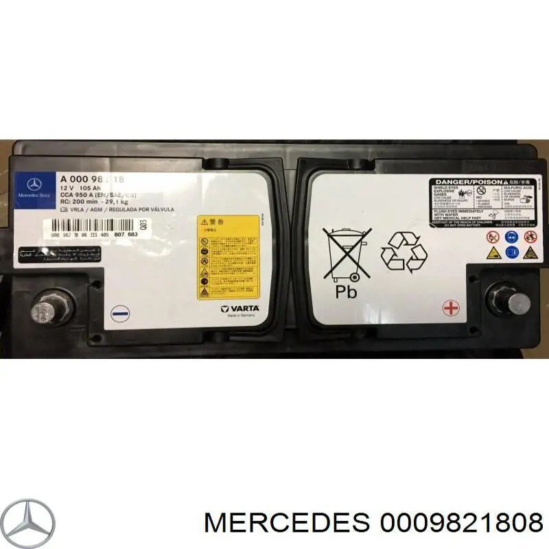 Comprar 0009821808 Mercedes Batería de coche