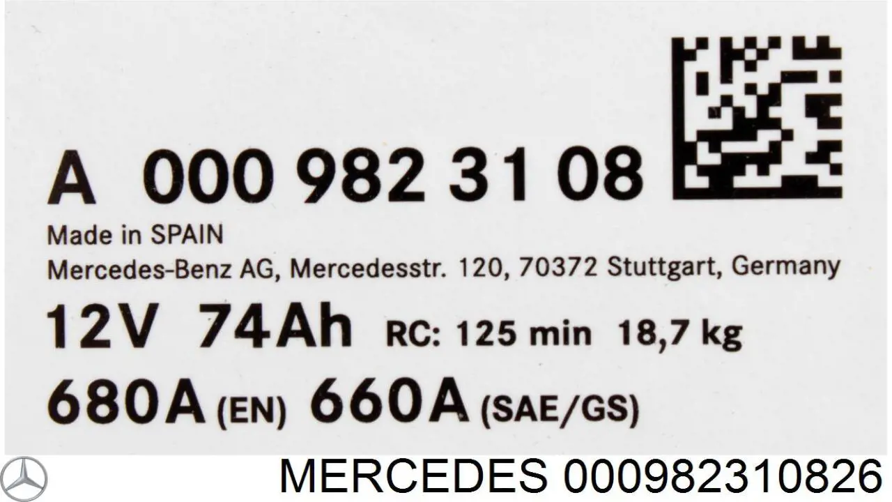 Batería de Arranque Mercedes (000982310826)