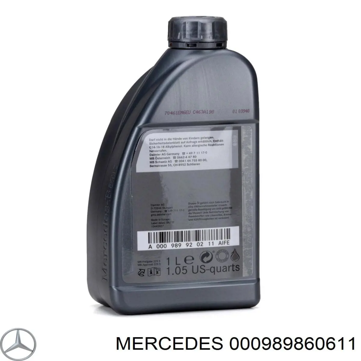 Aceite de motor 000989860611AAEE Mercedes