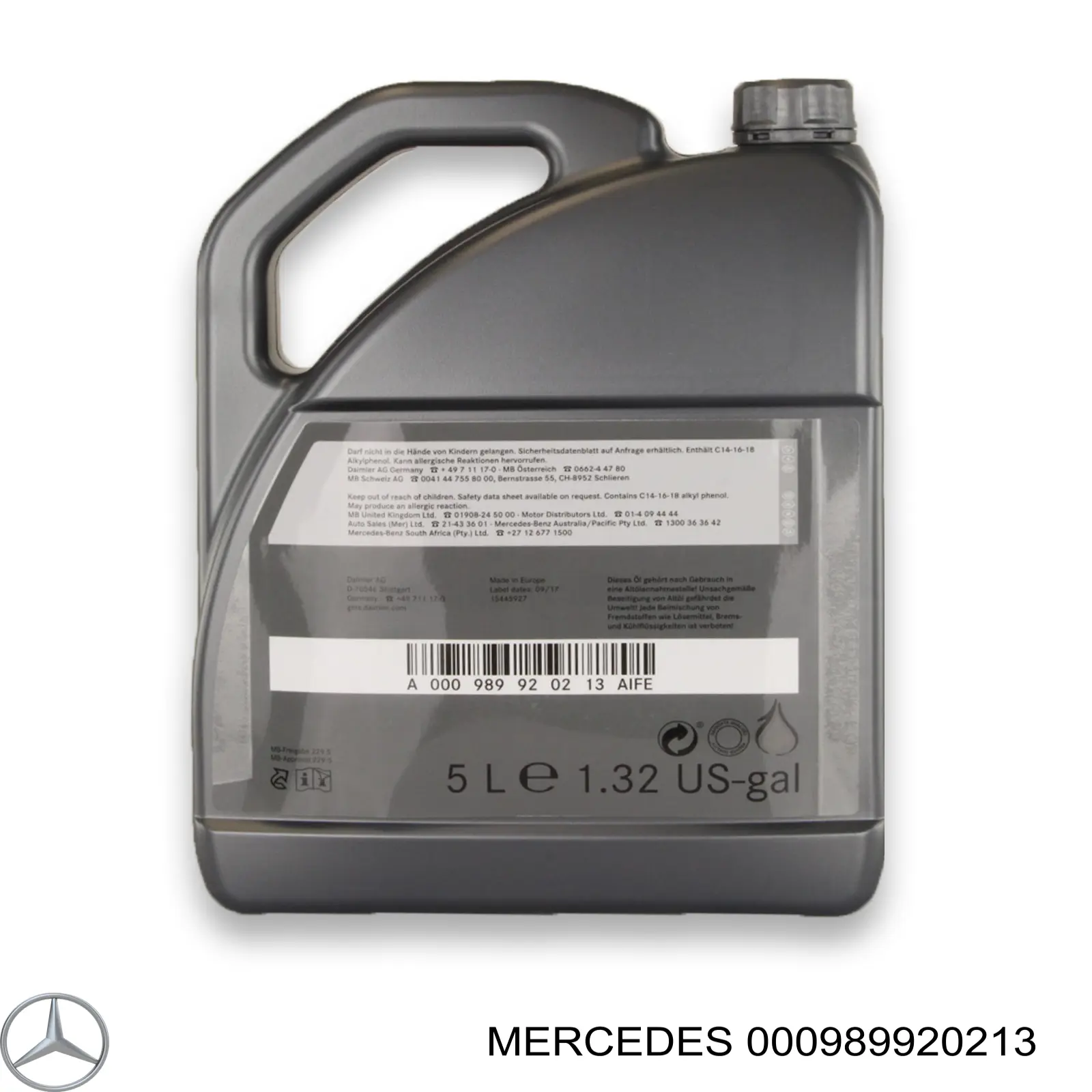 Aceite de motor 000989920213 Mercedes