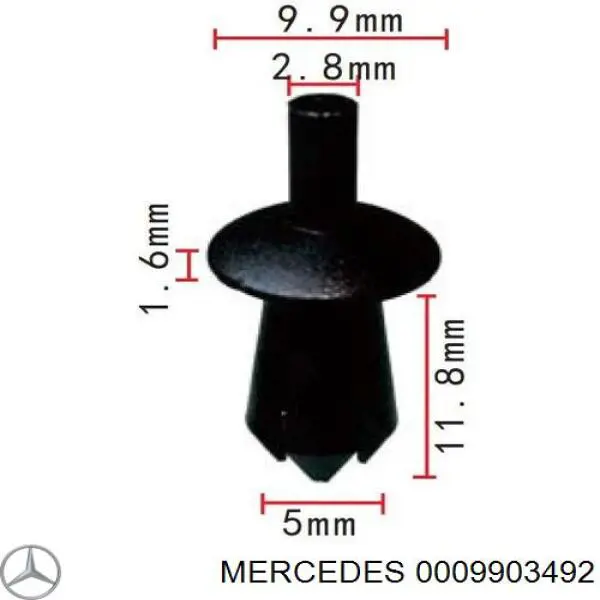 0009903492 Mercedes clip, tubuladura de sujeción, alféizar de la puerta