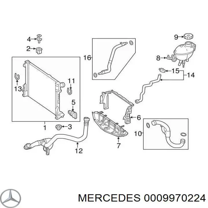 0009970224 Mercedes tapa de radiador