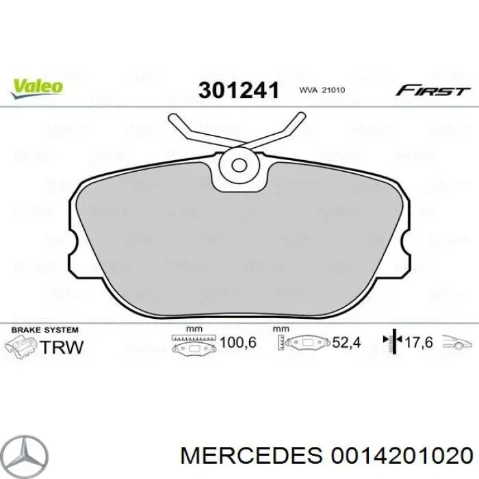 0014201020 Mercedes pastillas de freno delanteras