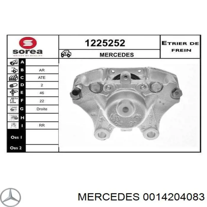 Pinza de freno trasero derecho para Mercedes S (C140)