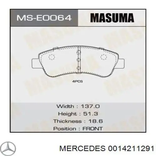 Comprar 0014211291 Mercedes Juego de resortes de sujeción de pastillas de freno traseras