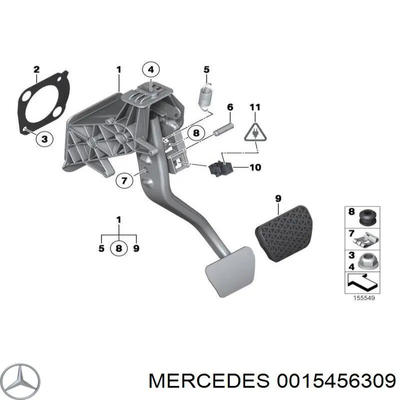 0015456309 Mercedes interruptor luz de freno