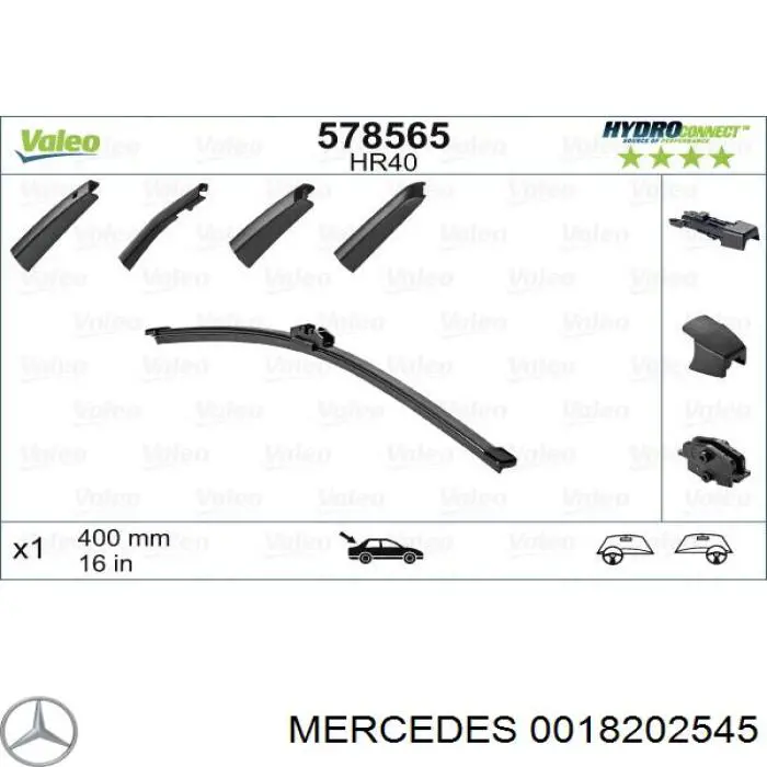 0018202545 Mercedes limpiaparabrisas de luna trasera