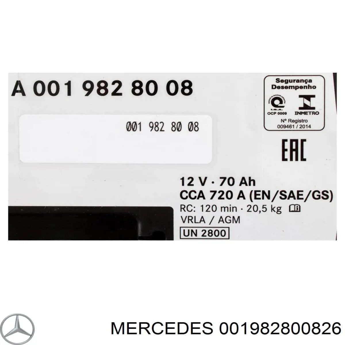 Batería de Arranque Mercedes (001982800826)