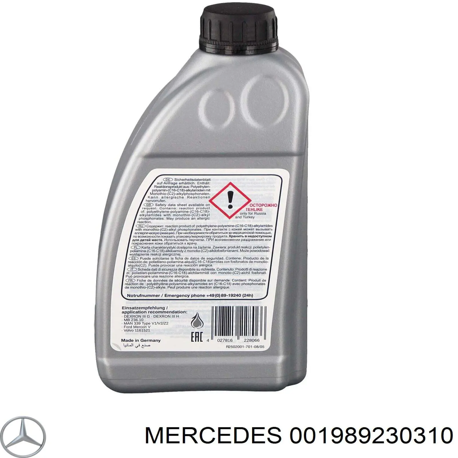 Mercedes Aceite transmisión (001989230310)