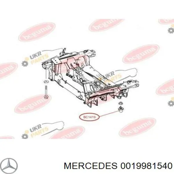 0019981540 Mercedes almohadilla de tope, suspensión, eje delantero, abajo