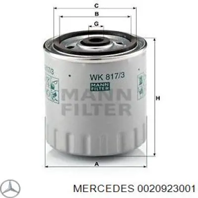 Comprar 0020923001 Mercedes Filtro diesel