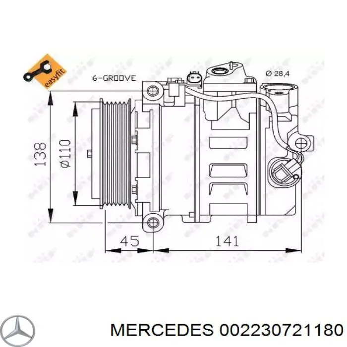 002230721180 Mercedes compresor de aire acondicionado