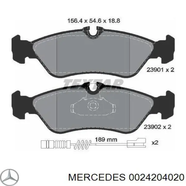 0024204020 Mercedes pastillas de freno traseras