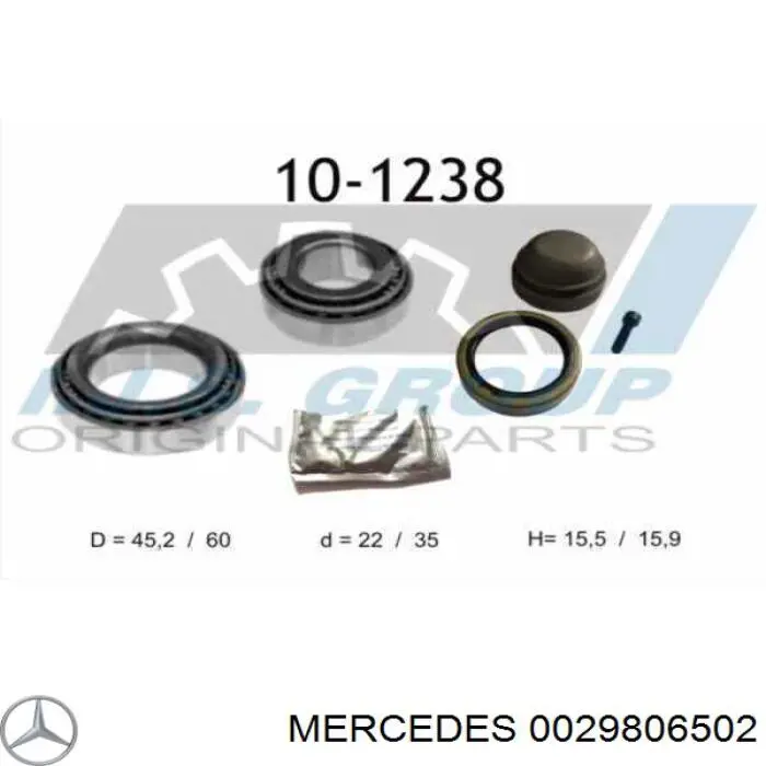 0029806502 Mercedes cojinete externo del cubo de la rueda delantera